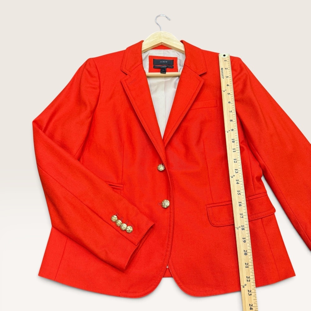 J.Crew Schoolboy Red Wool Blazer Gold Crest Buttons Size 12 - Picture 9 of 10